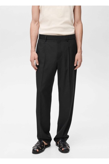 MANGO Man Relaxed Fit Fabric Pants with Clips