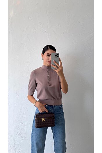 HAZELANNA Mink Buttoned Knitwear
