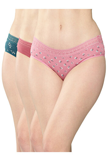 Leading Lady By Styli Pack of 3 - Printed Lace Waistband Bikini