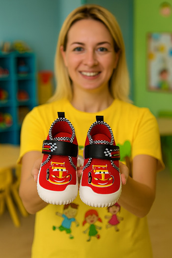 Behtah Kundura Boys' Anti-Slip Sole Velcro Slippers Cotton Lined Multi-Purpose School Nursery Booties Home Booties