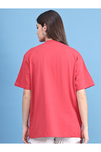 Door74 By Styli Women Red Oversized Graphic Print T-Shirt
