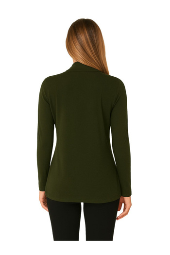 PAUSE By Styli Olive Solid Open Front Shrug