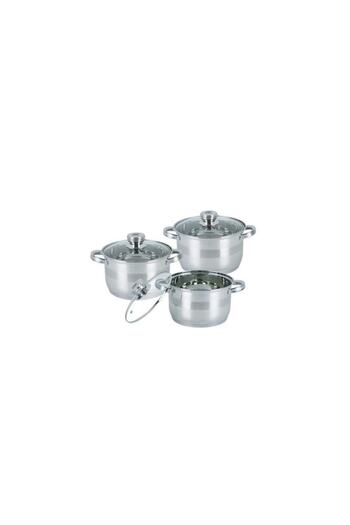 Bohmann Set 3 pots with glass lids, stainless steel, (1.9L, 2.6L, 3.6L)