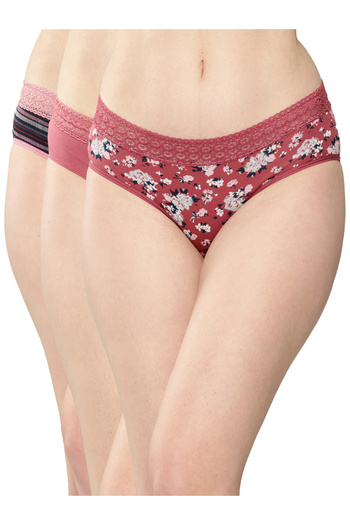 Leading Lady By Styli Pack of 3 - Printed Lace Waistband Bikini