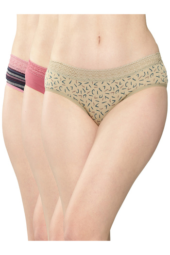 Leading Lady By Styli Pack of 3 - Printed Lace Waistband Bikini