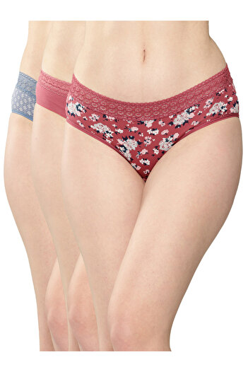 Leading Lady By Styli Pack of 3 - Printed Lace Waistband Bikini
