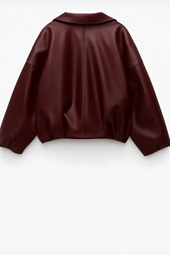 çerme New Season P&B Faux Oversize Bomber Leather Jacket