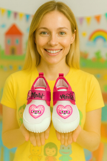 Behtah Kundura Children's Anti-Slip Sole Velcro Slippers Cotton Lined Multi-Purpose School Nursery Booties Home Booties