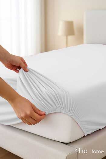merland benvecocuk Double Plain Combed Cotton 100% Cotton Fitted Sheet 200X200 cm Oversized Newsheet White