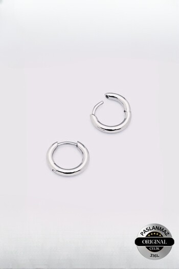 Lynare Hollowed-Out Trend Hoop Earrings Men/Women Unisex Steel Grey Earrings 2Pcs