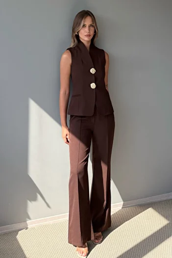 Trendyol Collection Sötétbarna szőtt alsó - felső készlet TWOAW26AU00107