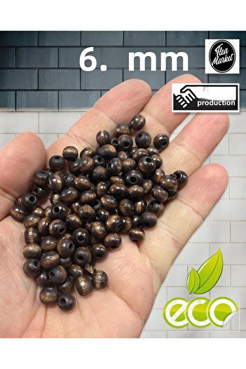 Selin Wooden Beads 6 mm 80 Gr (Average 500 Pieces) Brown