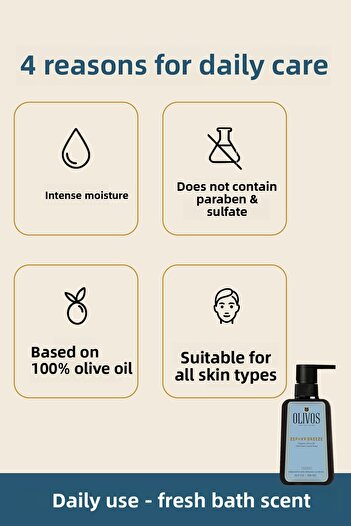 Olivos Natural Olive Oil Turkish Bath Scented Liquid Soap Olive Oil Hand Soap Intensive Moisturizing 4 Pcs 500 ml