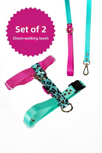 MOOD PAW Sugar Mood Anti-Pull Adjustable H Type Dog Chest and Travel Leash Set