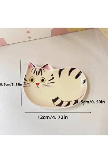 esdekor Two Piece Set Japanese Illustration Cat Dishes Kitten Series Seasoning Dishes
