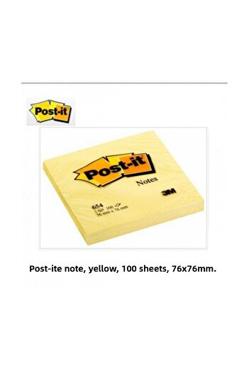 Post-it Adhesive Note Paper 100 Yp 76X76 Yellow 654