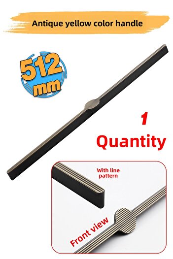 Badem10 Saral Striped Antique Yellow Metal Handle 512 mm 51.2 cm Furniture Drawer Kitchen Cabinet Wardrobe Door Handles