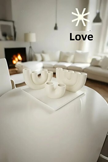 SEVMİNE ✨   Cream Trio Set of 3 Candle Holders – Nordic & Bohemian Cream Table Decor