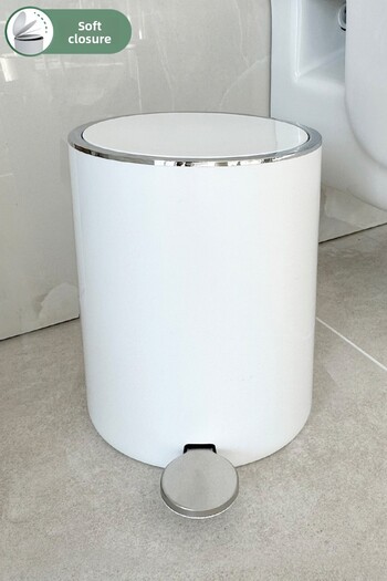 Prima Nova Σετ βούρτσας τουαλέτας Lenox 5 Lt Pedal Bathroom Dustbin Λευκό 2 τεμαχίων