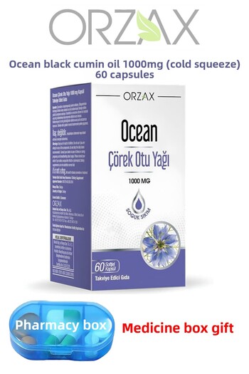 Ocean Black Cumin Oil 1000Mg (Cold Pressed) 60 Softgel Capsules + Pill Box Gift