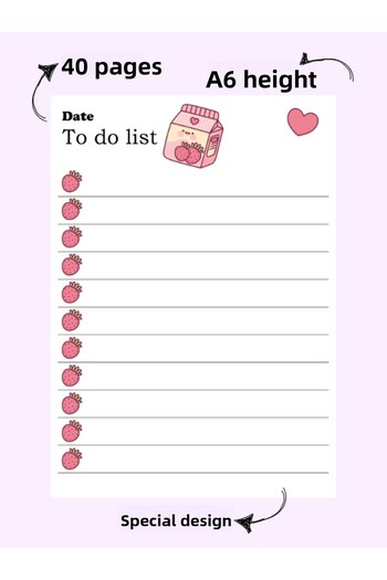 Bküp Tasarım Kawaii Planner Notebook / Memopad/ Notepad 1 - List Notebook
