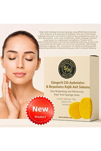 Sabuncu Hacı Kojic Acid Soap Turmeric and Kojic Makeup Removal Anti-Blemish, Anti-Darkening Effective Cleansing Soap,