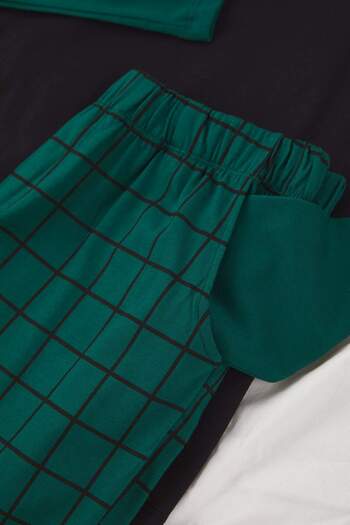 Trendyol Collection Emerald Green 100% Cotton Regular Plaid / Check Knitted Pajamas Set Thmaw21Pt0879