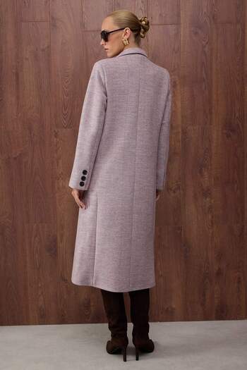 Trendyol Collection Special Collection Lilac Houndstooth Fitted Mono Closure Long Cashmere Coat Twoaw26Kb00047