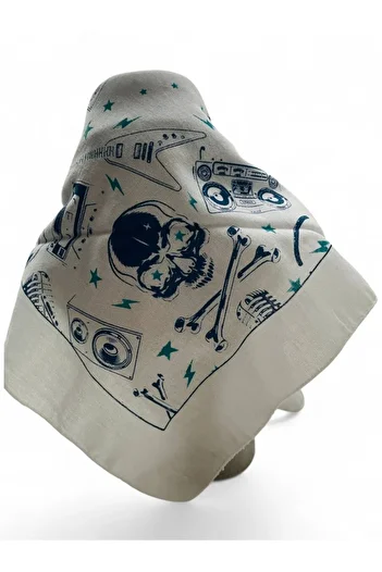GALATA GIFT Bandana, Hair, Neck, Sportsman, Biker Accessory, 50*50cm Square, Patterned, Skull Bandana