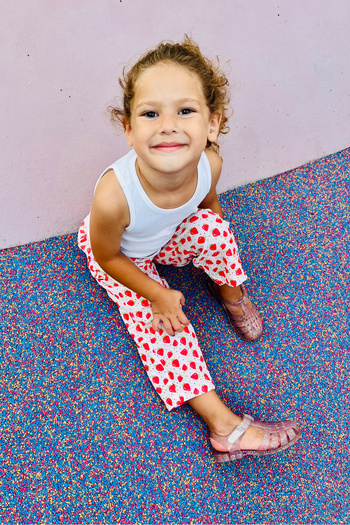 minojoy Strawberry Patterned Girl's Trousers with Pockets