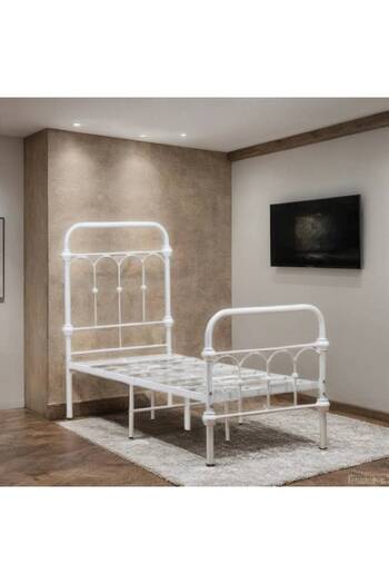 Al Saada Home Metal Bed Frame for Kids - 170 x 80 cm - White