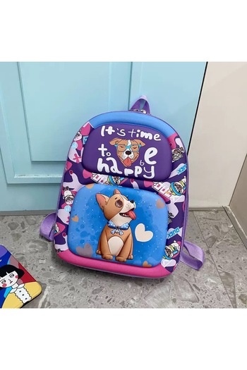 QGC School Backpack, 28x15x36cm, blue with puppies, 086