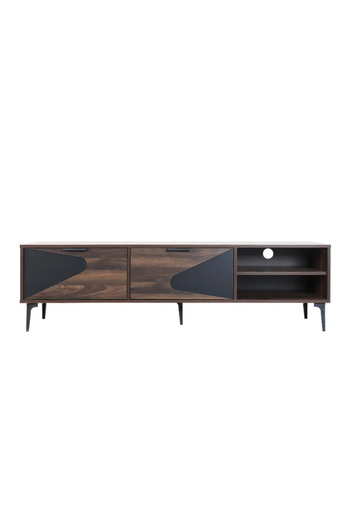 BAITY Rectangular Malaysian Wood TV Table 160 cm Dark Brown – Modern Design with Drawers and Shelves