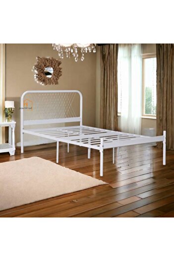 Al Saada Home Iron Bed Frame - White - 190 X 120 cm