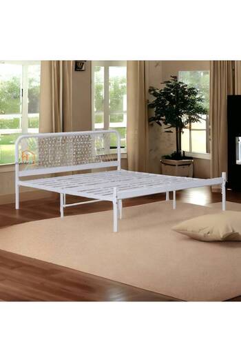 Al Saada Home Iron Bed Frame - White - 200 x 180 cm