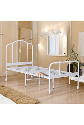 Al Saada Home Metal Bed Frame - White - 190 x 90 cm