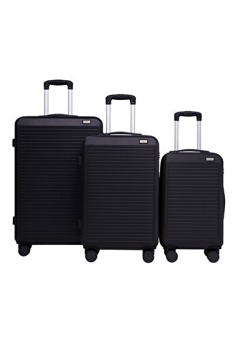 Space Luggage Set of 3 Hardside with Spinner Wheels & Lightweight ABS Luggage for Travel, 28/24/20, Black