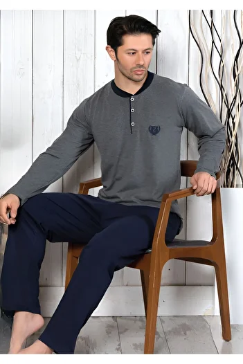 Pyjama Familya Ανδρικό Σετ Πιτζάμα με Φαρδιά Εφαρμογή Λεπτό Μακρυμάνικο Εποχιακό Σετ