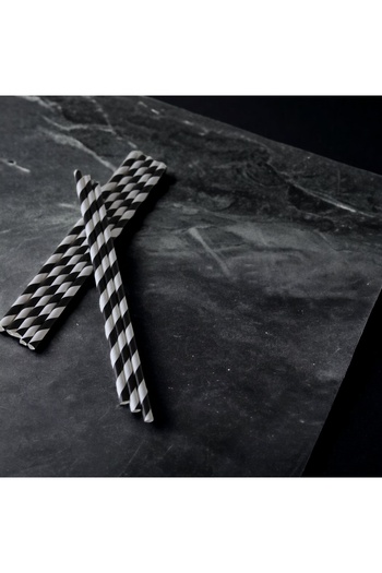 Kağıt Dünyası 8*23 cm Black and White Striped Paper Straws, 4,500 Pieces