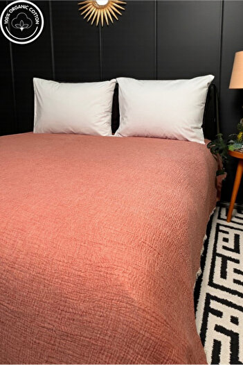 VESSİNOHOME Pure Series Muslin Double Bedspread Natural Cotton