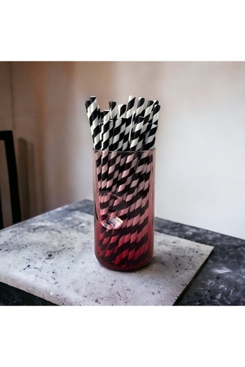 Kağıt Dünyası 8*23 cm Black and White Striped Paper Straws, 4,500 Pieces