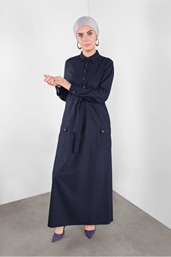 Alvina Buttoned Waist Tie Dress 40194