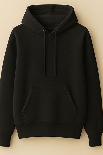 Shadro Textile Men's Plain Hooded Oversize 3 Thread Raised Loose Cut Hoodie Sweatshirt