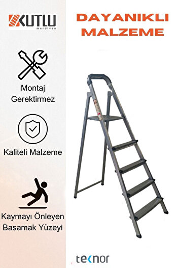 Teknor Kutlu Dayanıklı 4+1 Metal Basamaklı Merdiven