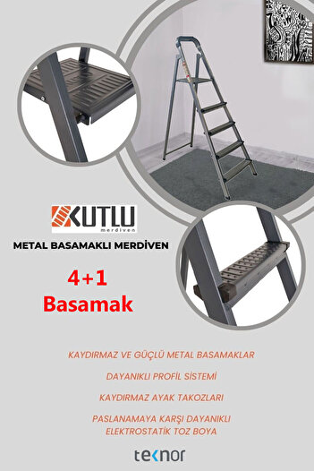 Teknor Kutlu Dayanıklı 4+1 Metal Basamaklı Merdiven