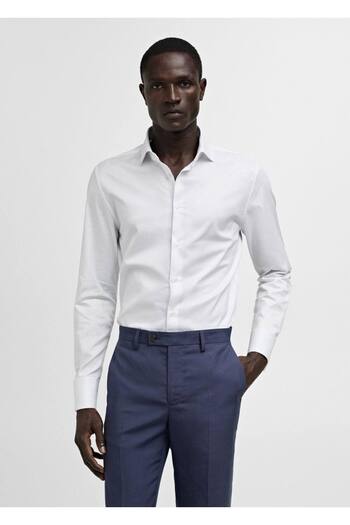 MANGO Man Сорочка з ґудзиками на рукавах, slim fit, з димчастої тканини