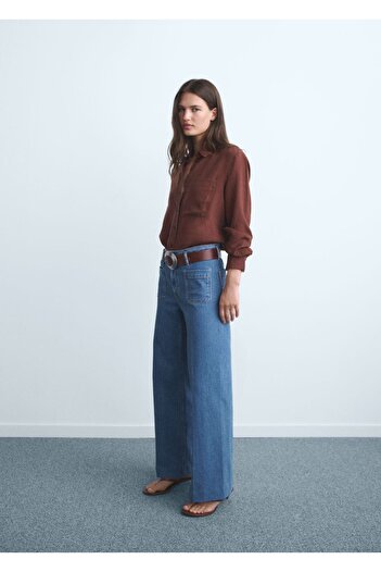 MANGO Woman Buttoned Wideleg Jeans