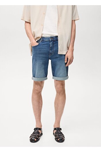 MANGO Man Slim fit τζιν βερμούδα