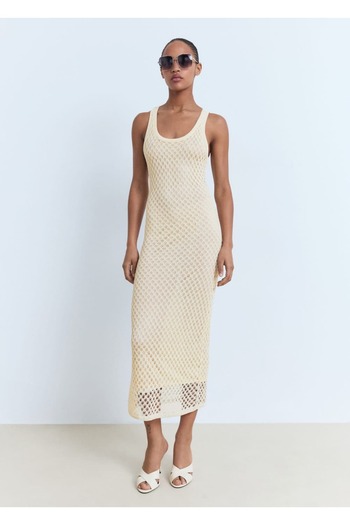 MANGO Woman Crochet Embroidered Long Dress