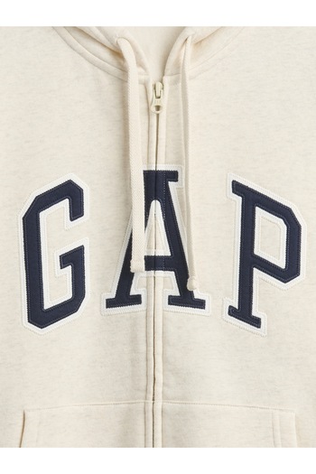 GAP Kadın Kırık Beyaz Gap Logo Relaxed Fleece Fermuarlı Sweatshirt